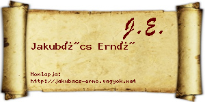Jakubács Ernő névjegykártya