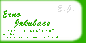 erno jakubacs business card